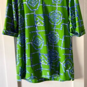 Jude Connally Long Sleeve Dress in Green and Blue